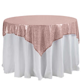 Sequin 60"x60" Table Overlay Square Tablecloth Blush - Luxe Wedding Table Topper